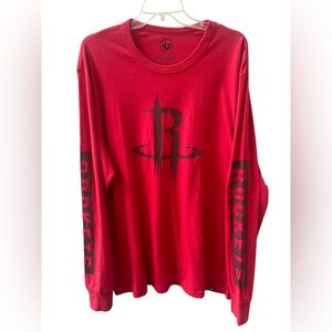 Houston Rockets '47 Brand Long Sleeve T-shirt Men’s XL 100% Cotton Red New